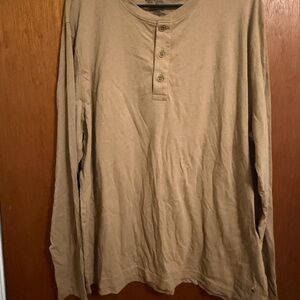 Tailor Vintage Long Sleeve Tan Henley Shirt